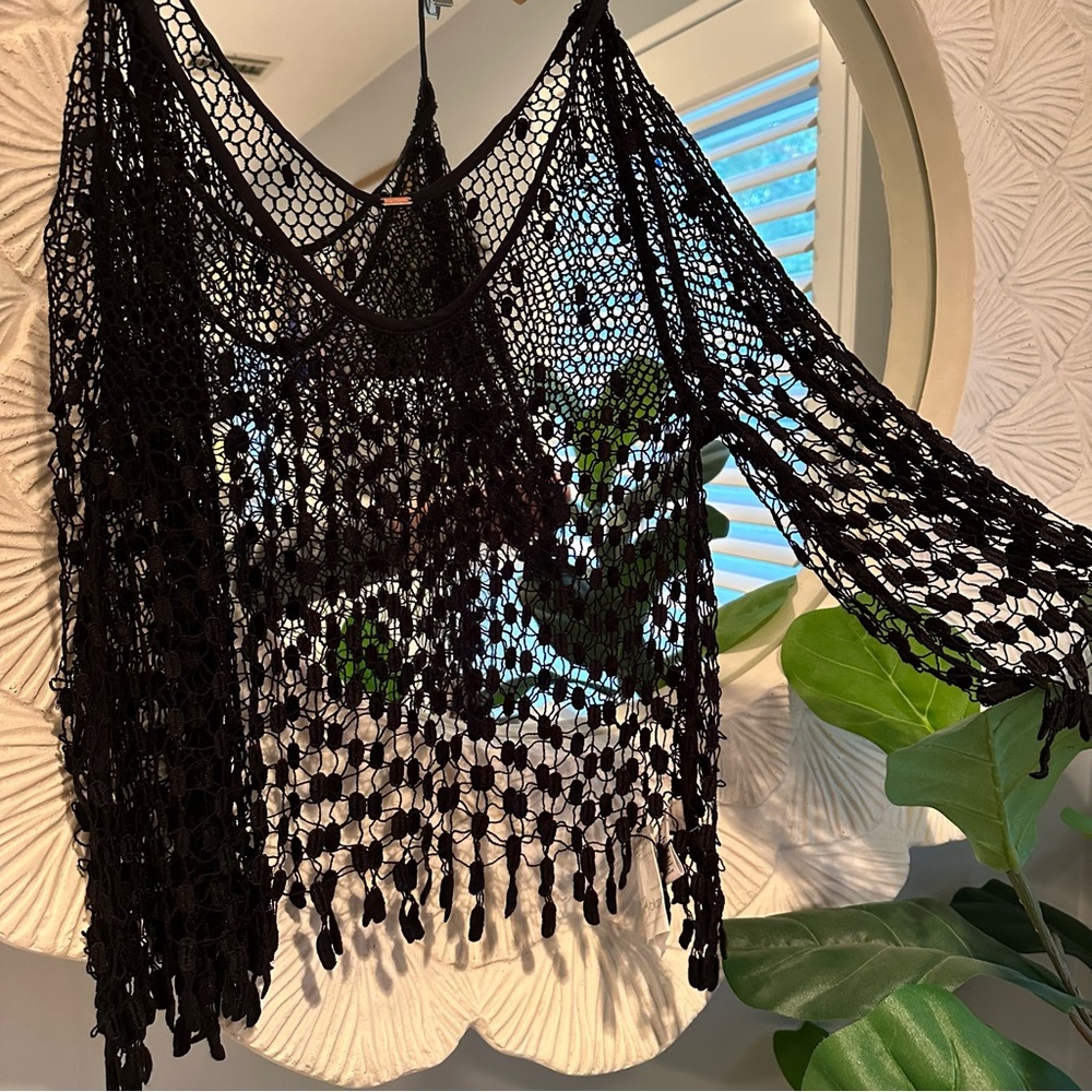 NWT Free People black knit top for dressing up any outfit size M